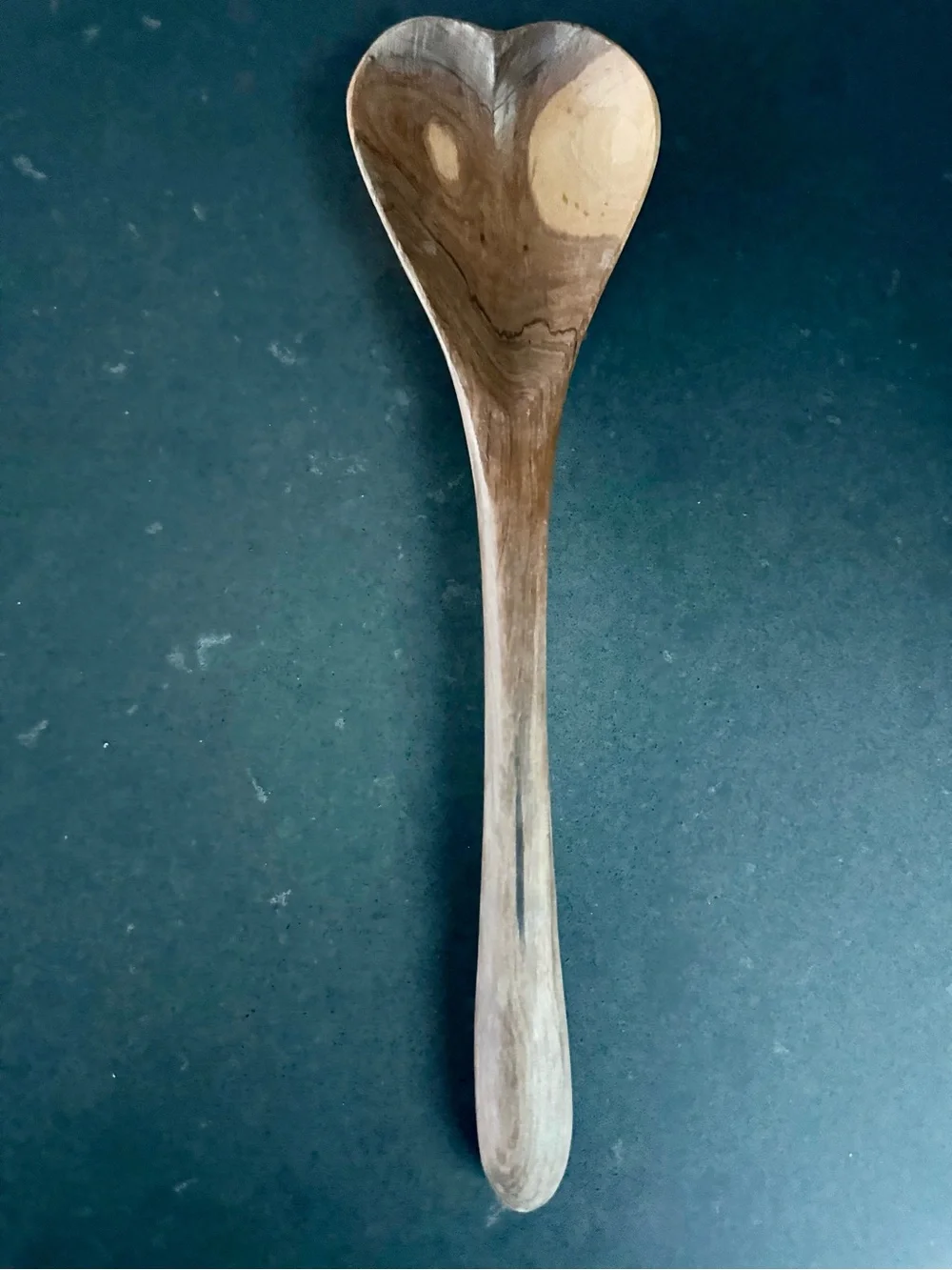 Handcrafted Heart-Shape Wooden Spoon - Natural Brown-Teak
